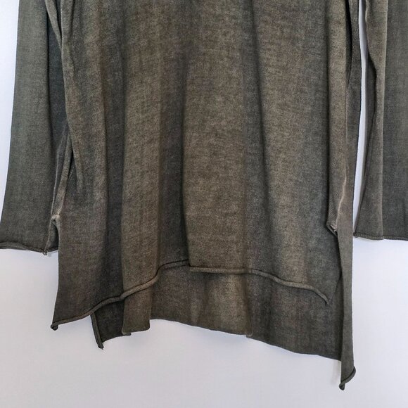 It Is Well Tunic Top Asymmetrical V-Neck Long Sleeve Cotton Size S Olive Green - Picture 7 of 11